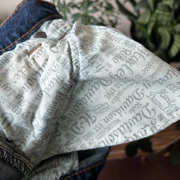Gently Worn Harley-Davidson Jeans Low Rise Boot Cut Embroidered Y2K Medium Wash - Picture 10 of 15